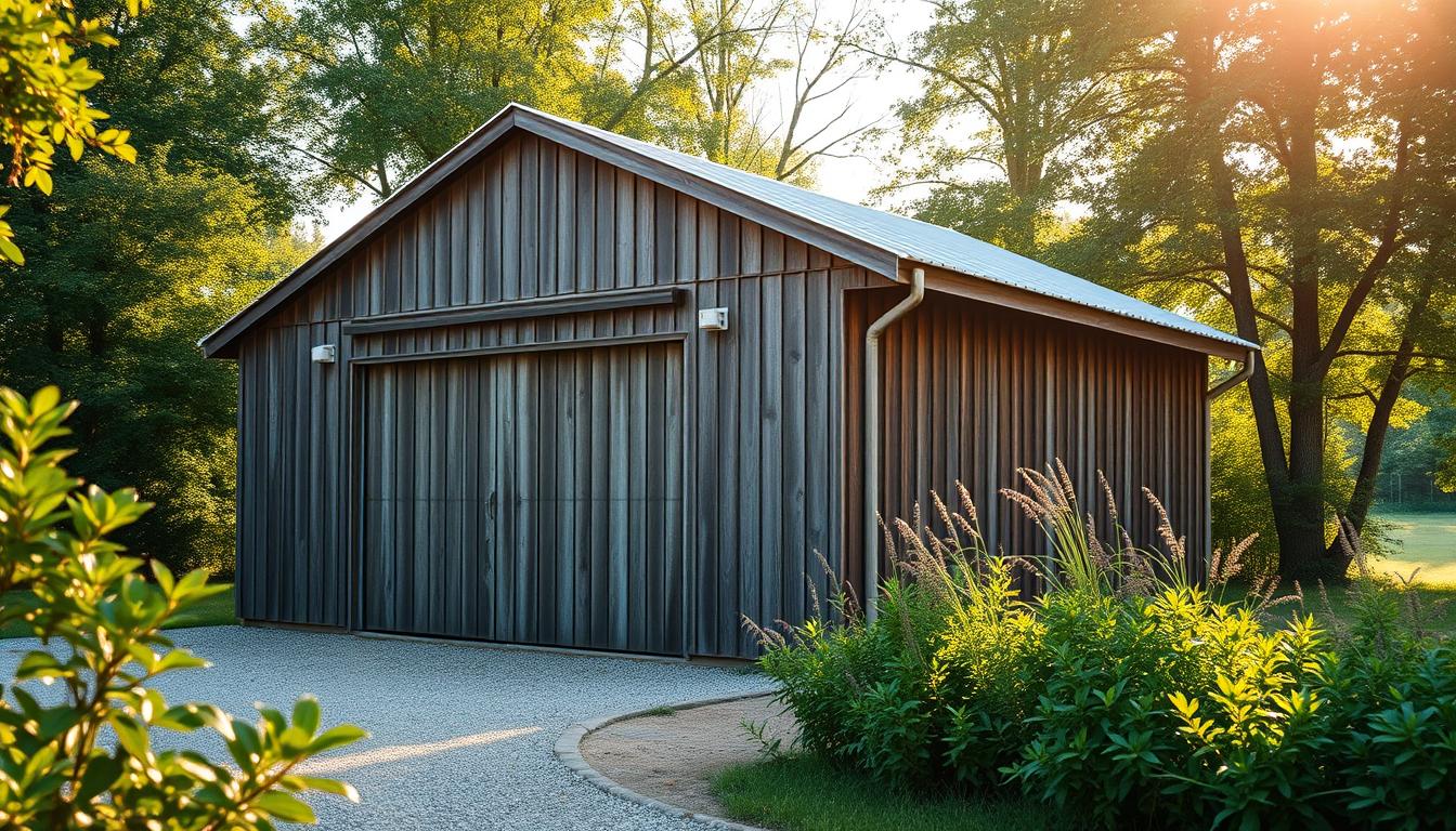 garaż blaszany drewnopodobny