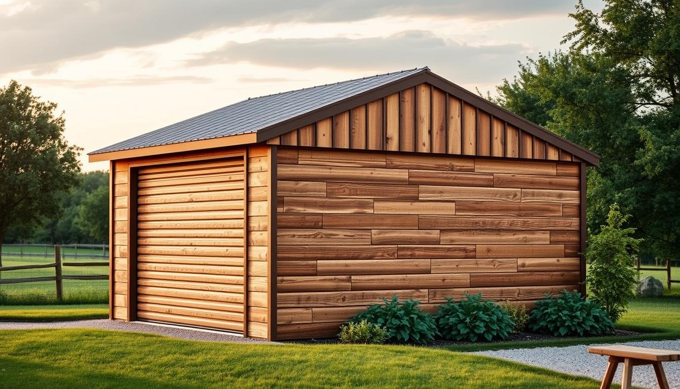 garaż blaszany drewnopodobny