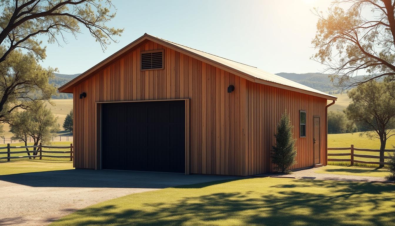 garaż blaszany drewnopodobny